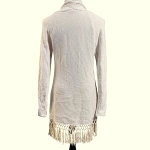 Lilly Pulitzer Women Fringe Cardigan Metallic Cream Gold Small duster Boho